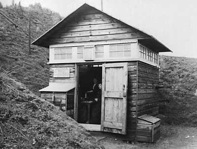 An old photo of a catridge hut