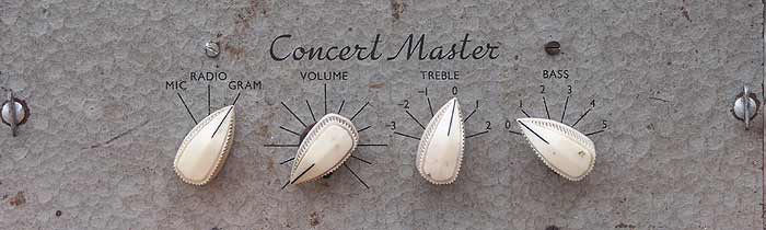 Front panel of the Concert Master vintage valve amplifier