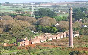 The one remaining chimney, National Explosives Factory on Upton Towans