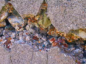 Example of mineralisation in the concrete