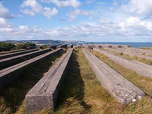 Large concrete foundations on Upton Towans, left over from the National Explosives Company