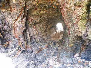 An ancient mine tunnel at beach level