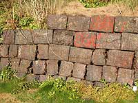 Scoria blocks in a wall