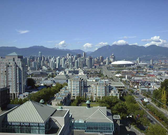 View of Vancouver city centre and North Shore.
