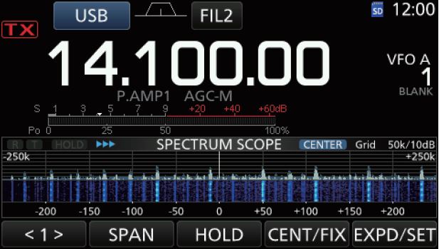 IC-7300 spectrum scope screen. Courtesy Icom Inc.