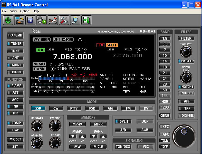 RS-1BA Remote Control Suite GUI. Courtesy Lidio Gentili IGEJ.