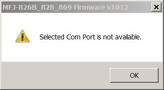 Selected Com Port is not available
