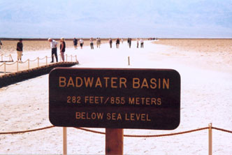 Badwater, 282 feet below sea level.