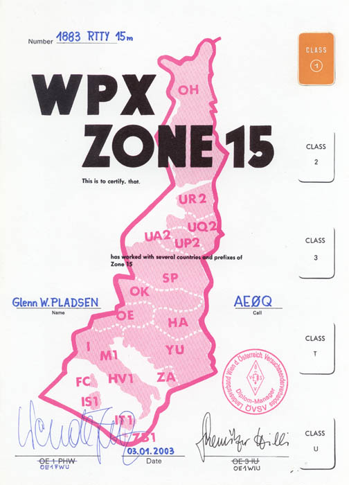 WPX-15 Award