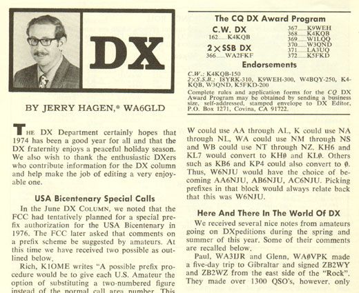 1974 CQ DX Column