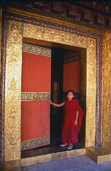 A typical Bhutanese decorated door frame of Dzong
