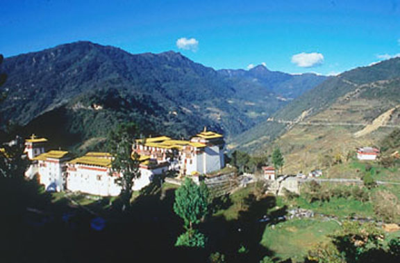 A view of Simtocha Dzong from east to west