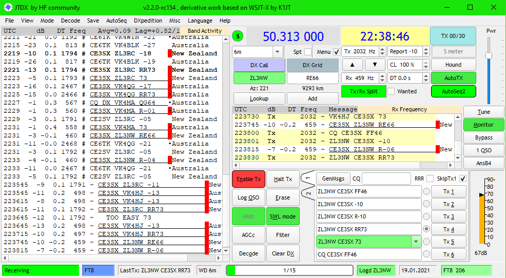 CE to ZL & VK FT8 QSO on 6 meters