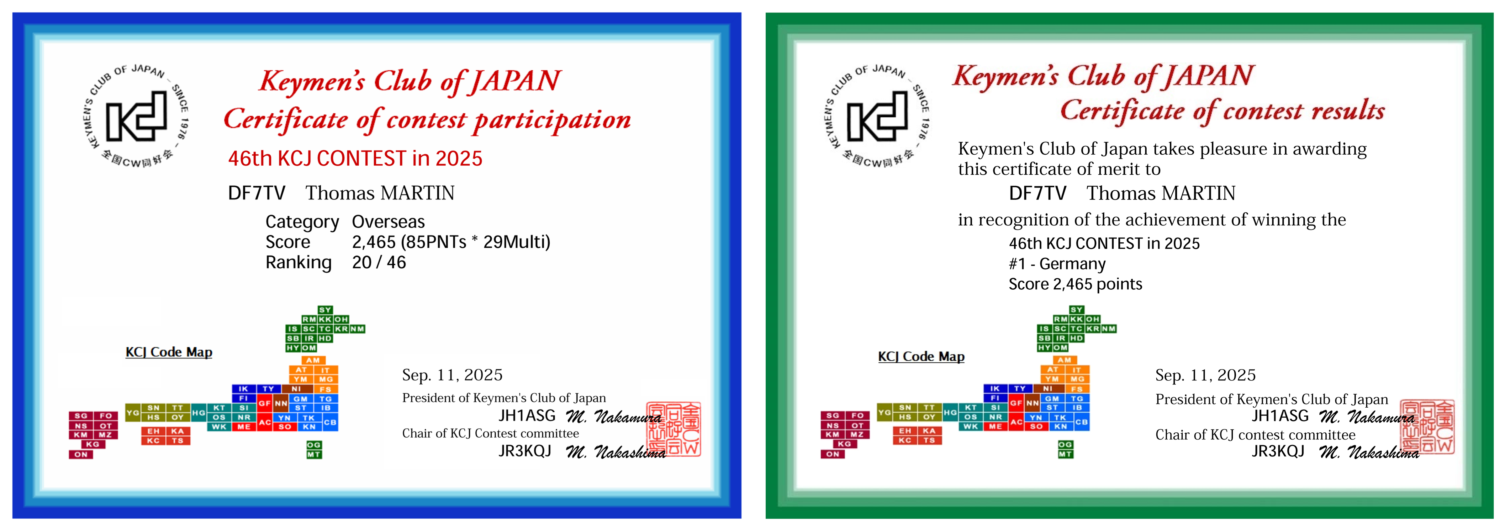 KCJ CONTEST 2025 DF7TV