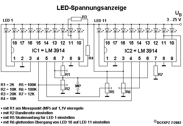 20-fach LED-Spannungsanzeige