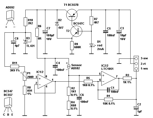Schaltplan Temperatur-Sensor 1 mit AD592