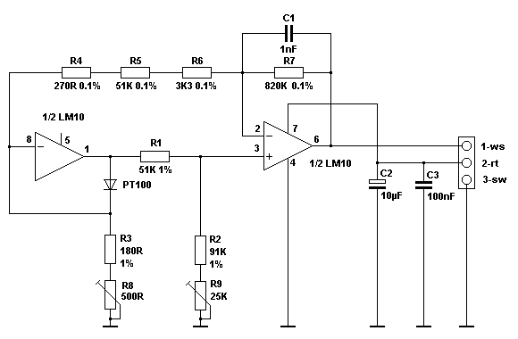 Schaltplan Temperatur-Sensor 2 mit PT100