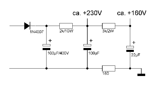 Allstromnetzteil mit Si-Dioden
