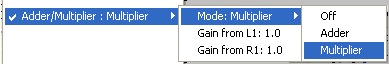 control menu for the adder/multiplier in a DSP blackbox