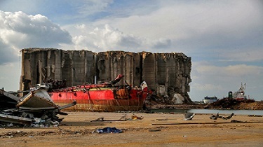 Beirut, Hafen im August 2020 nach der Detonation