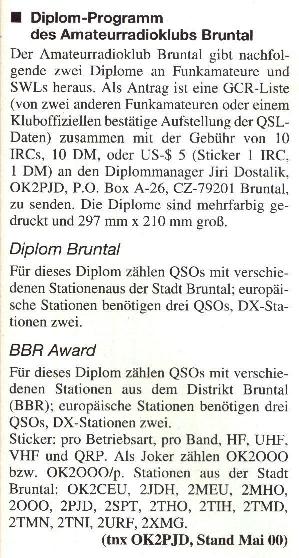 Bruntaler Diplome ... aus funkamateur 07/00
