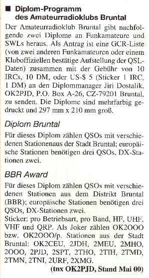 Bruntaler Diplome ... aus funkamateur 07/00