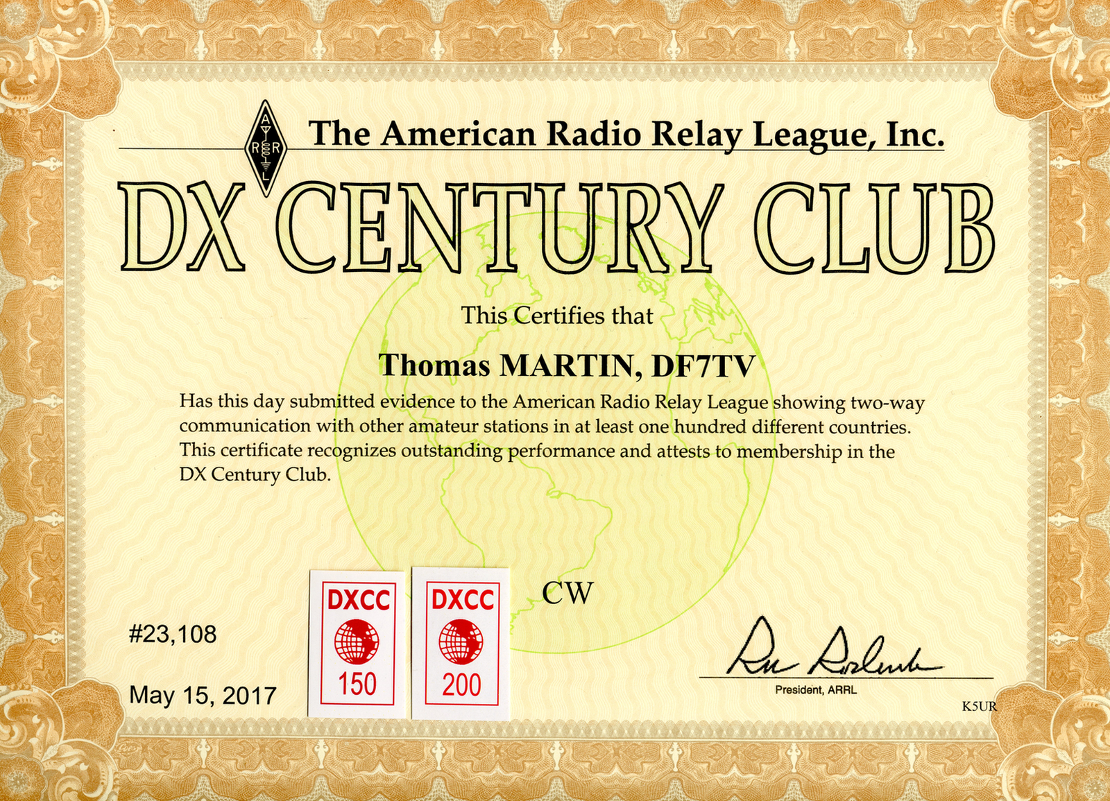 DF7TV DXCC CW award