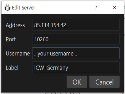 Address and port of InternetCW-iCW-Mumble-Server DL Address and port of InternetCW-iCW-Mumble-Server DL