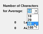 select # of characters for average