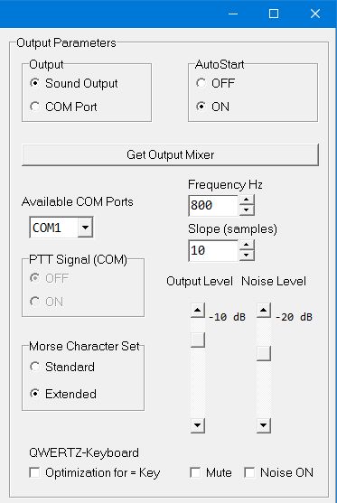 Top right panel of Set PCW Parameters window