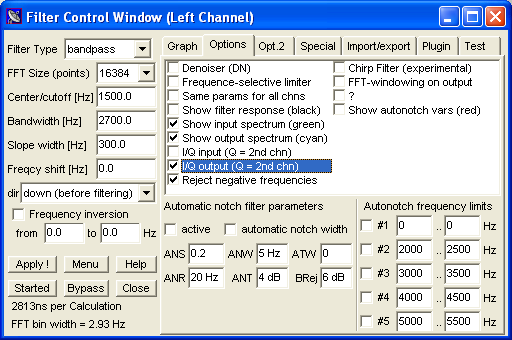 Filter configuration to produce an I/Q signal from real input