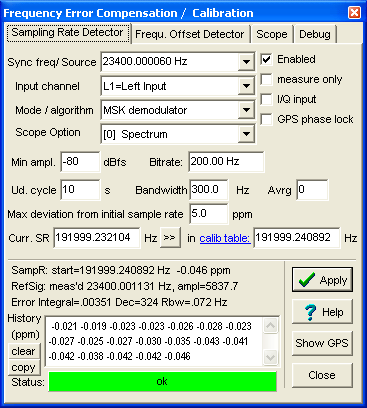 screenshot 'Sampling Rate Detector'