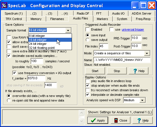 wave file settings