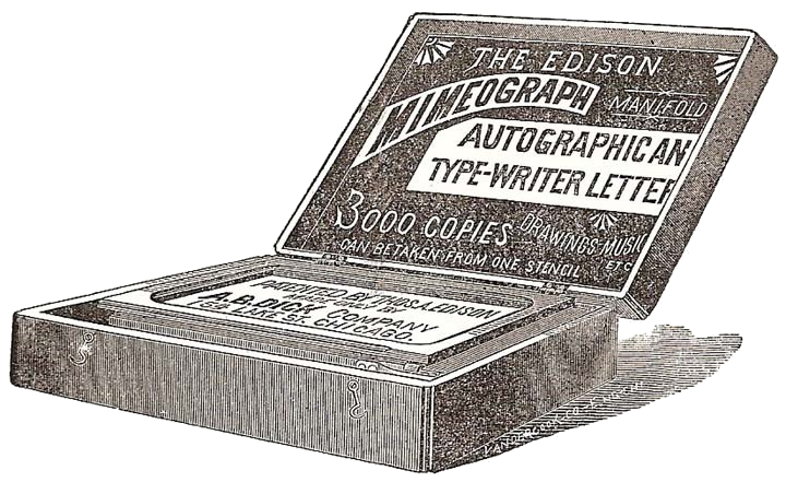 Abbildung 26: 1887 veränderte Albert Blake Dick die Ur-Erfindung aus dem Jahr 1876 von Thomas Alva Edison. Angeboten wurde ein Mimeograph-Typewriter, © Rutgers, The State University
