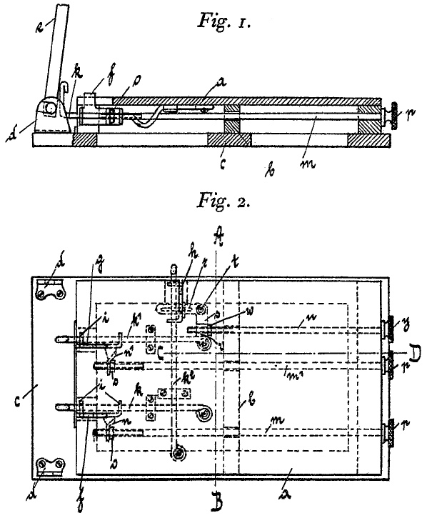 Zeichnung Greif-Vervielfältiger mit Patentschrift DE331305C, eine spätere Version vom 5.1.1921, eingereicht 21.2.1920, Deutsches Patent- und Markenamt