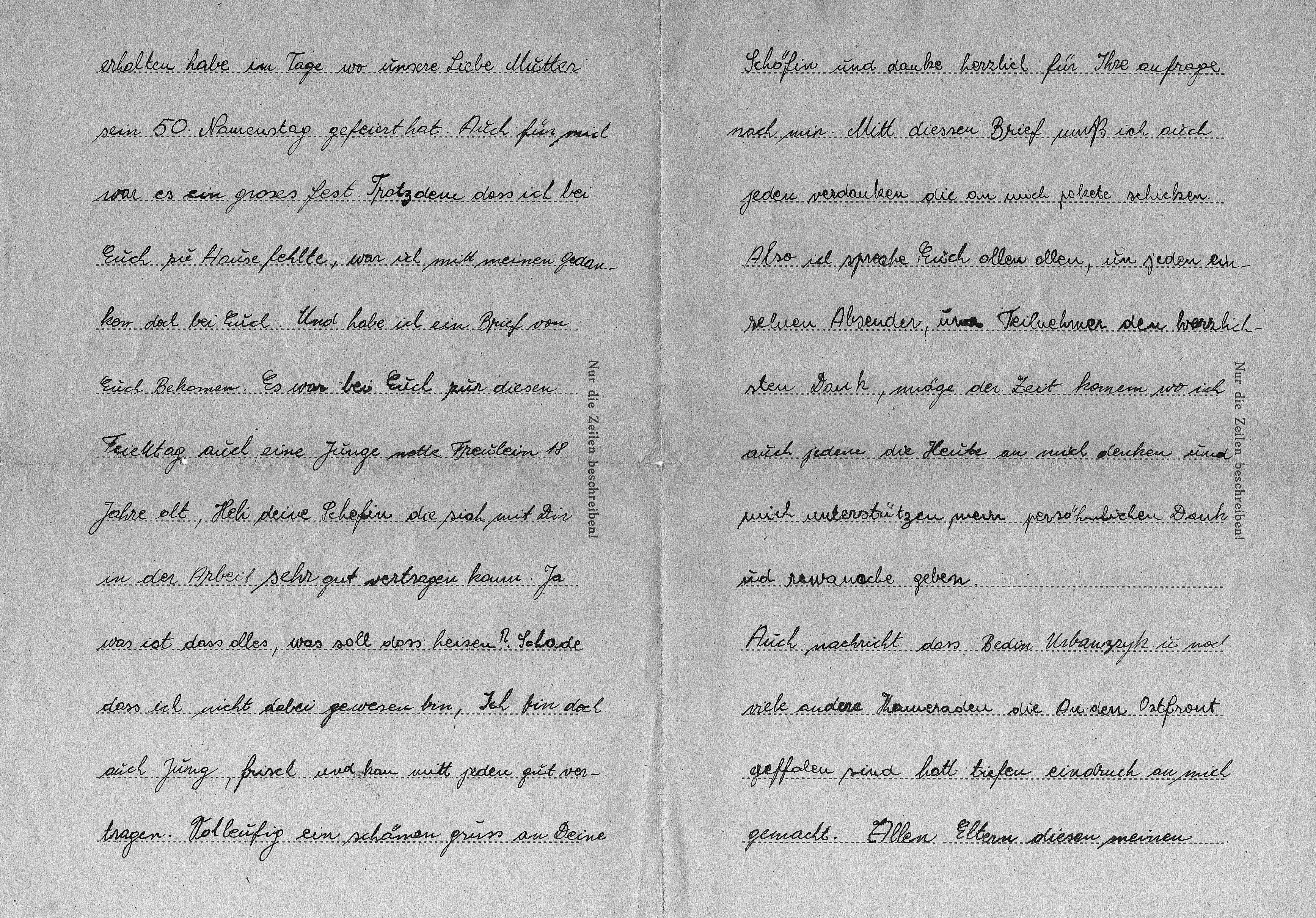 Brief von Władysław Kędzierski aus dem Konzentrationslager Buchenwald-Weimar, Rückseite, © Privatbesitz