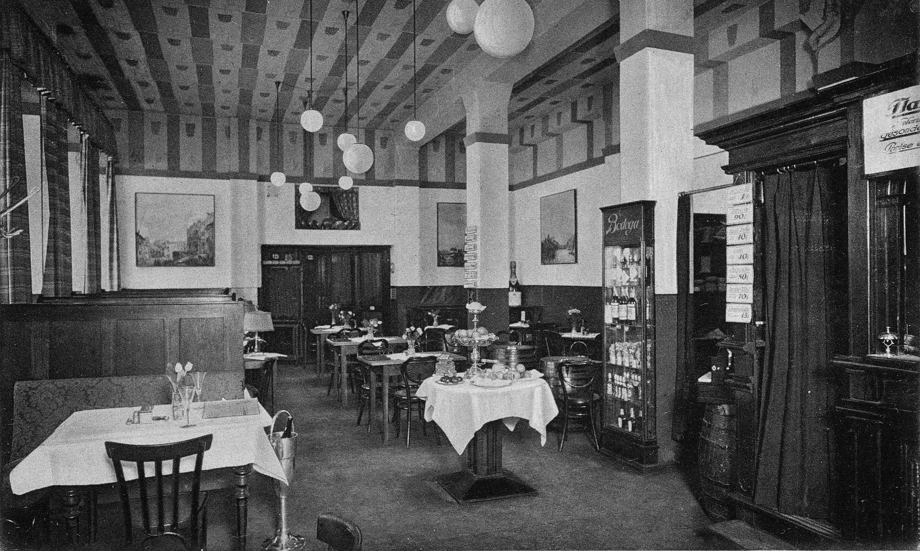 München Maffeistrasse 4, italienische Gaststätte Bodega, von Universität über Ludwig- und Theatinerstrasse 1,4 km, Postkarte gelaufen 17.7.1938, Privatbesitz