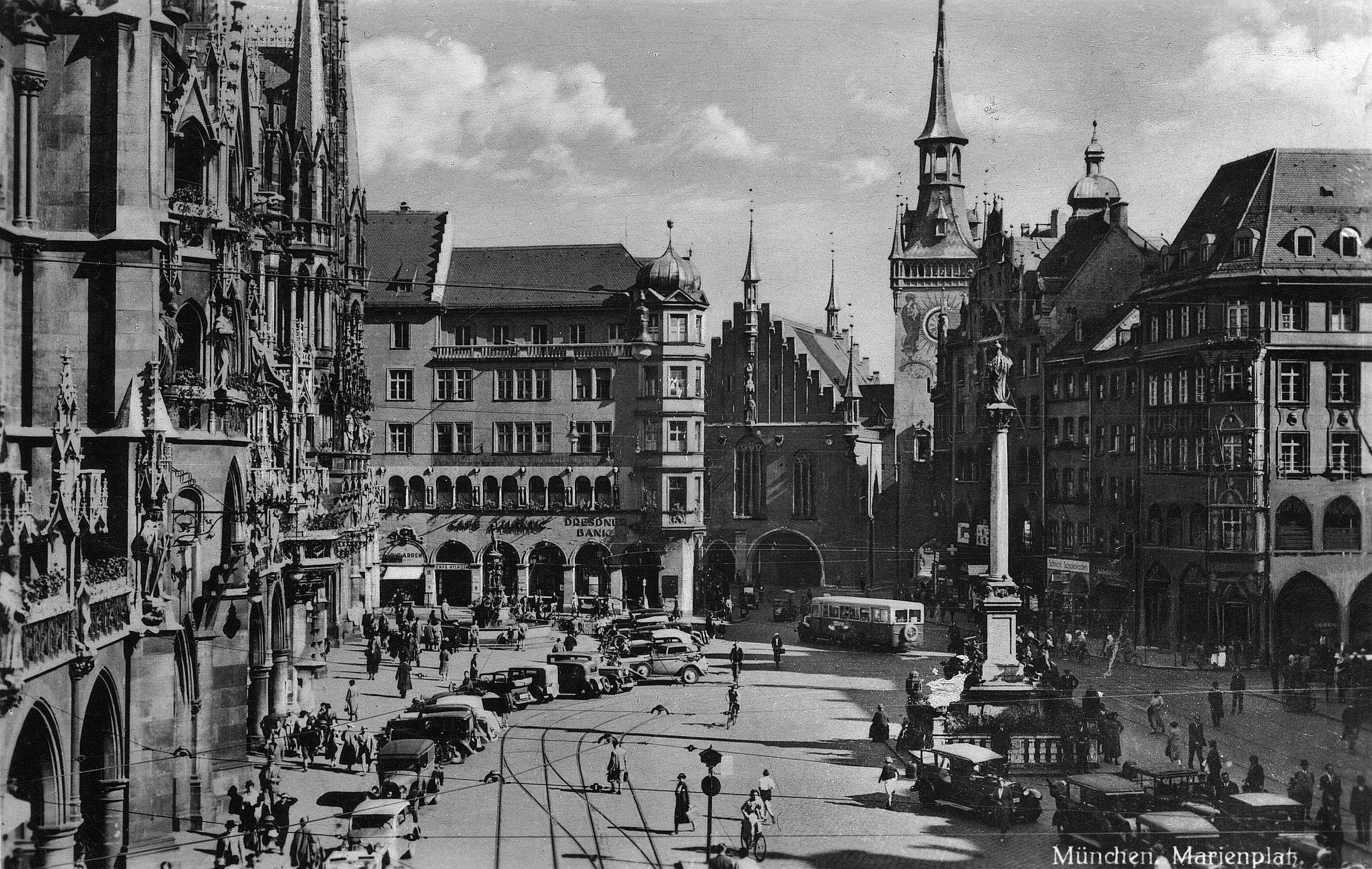 Hans Scholl, Marienplatz angrenzend Kaufingerstrasse, Postkarte gelaufen 25.3.1942, Privatbesitz