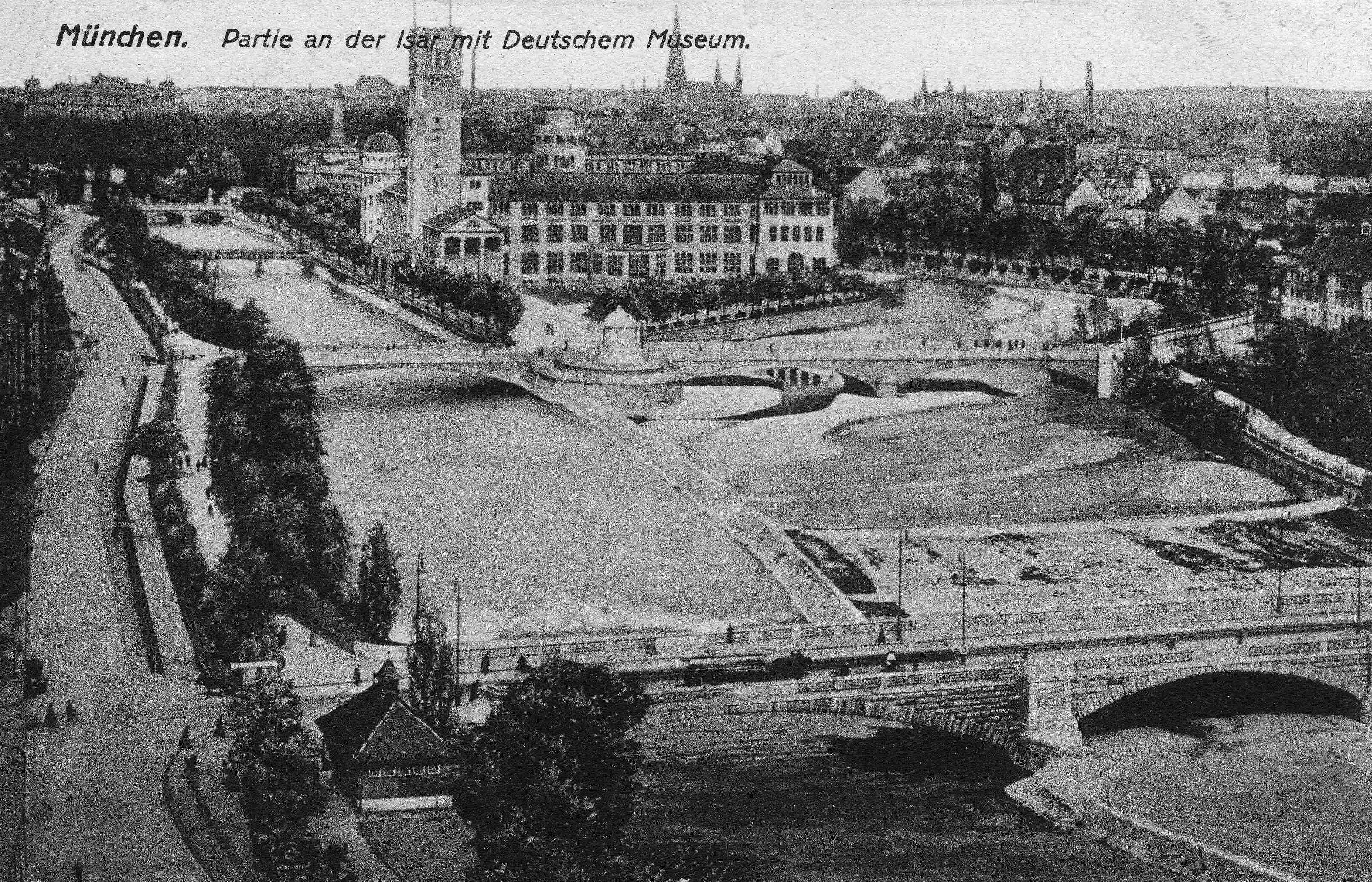 Deutsches Museum, Fernsicht, Postkarte gelaufen 1914, Privatbesitz