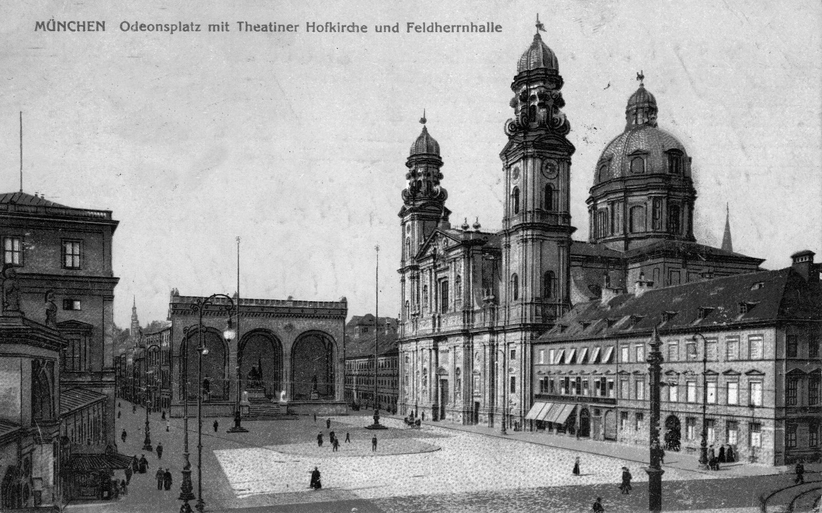 Willi Graf, Odeonsplatz und Ludwigstrasse, Postkarte gelaufen 3.9.1911, Privatbesitz