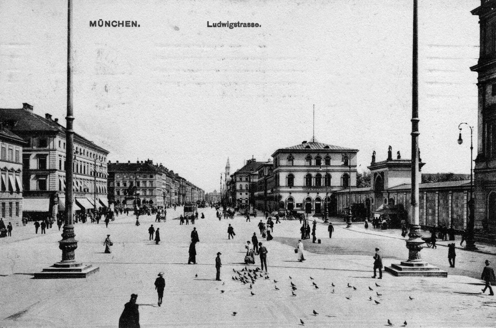 Willi Graf, Odeonsplatz und Ludwigstrasse, Postkarte ungelaufen, Privatbesitz