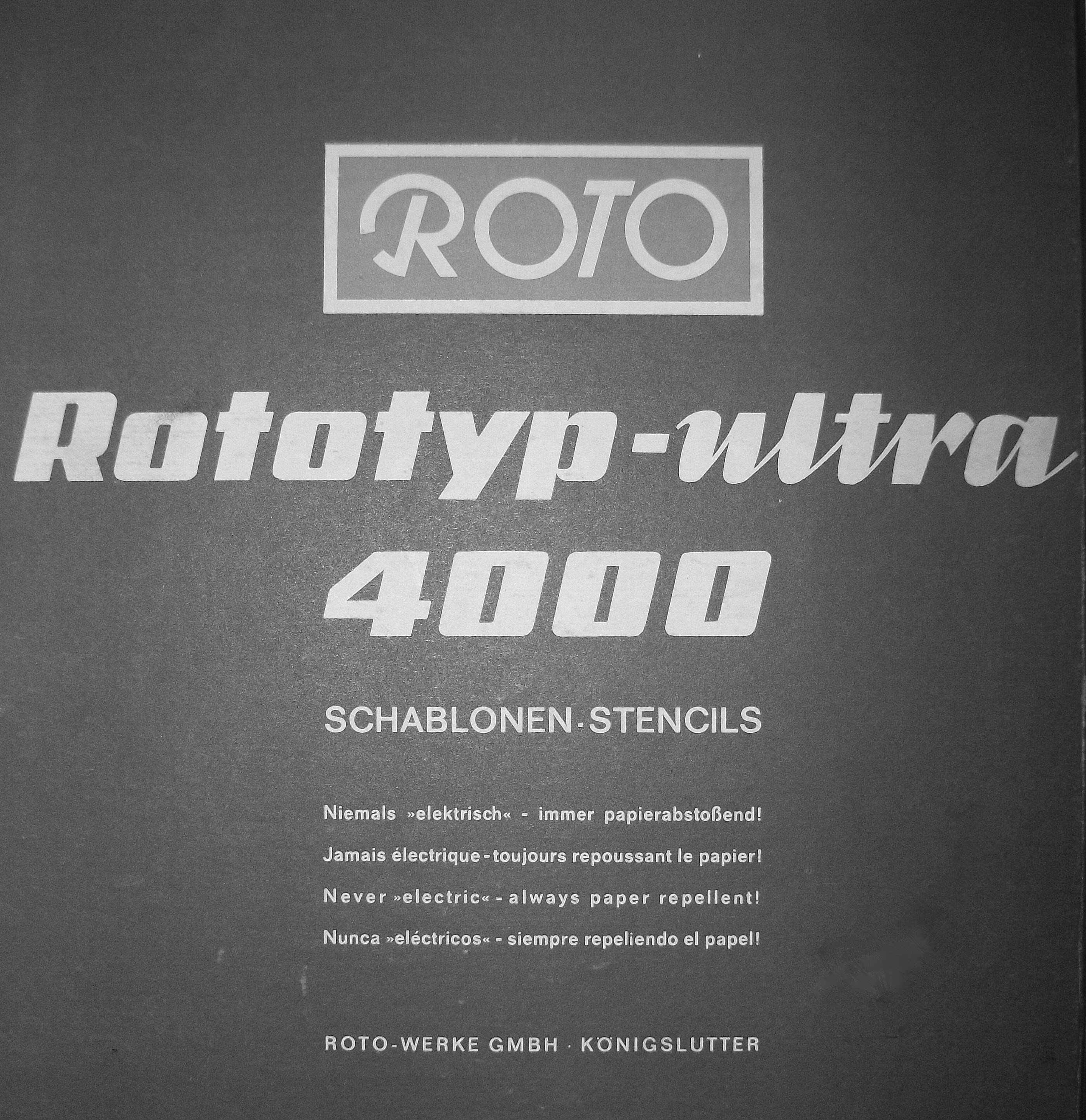 ROTO Rototyp-ultra 4000 SCHABLONEN-STENCILS, Privatbesitz