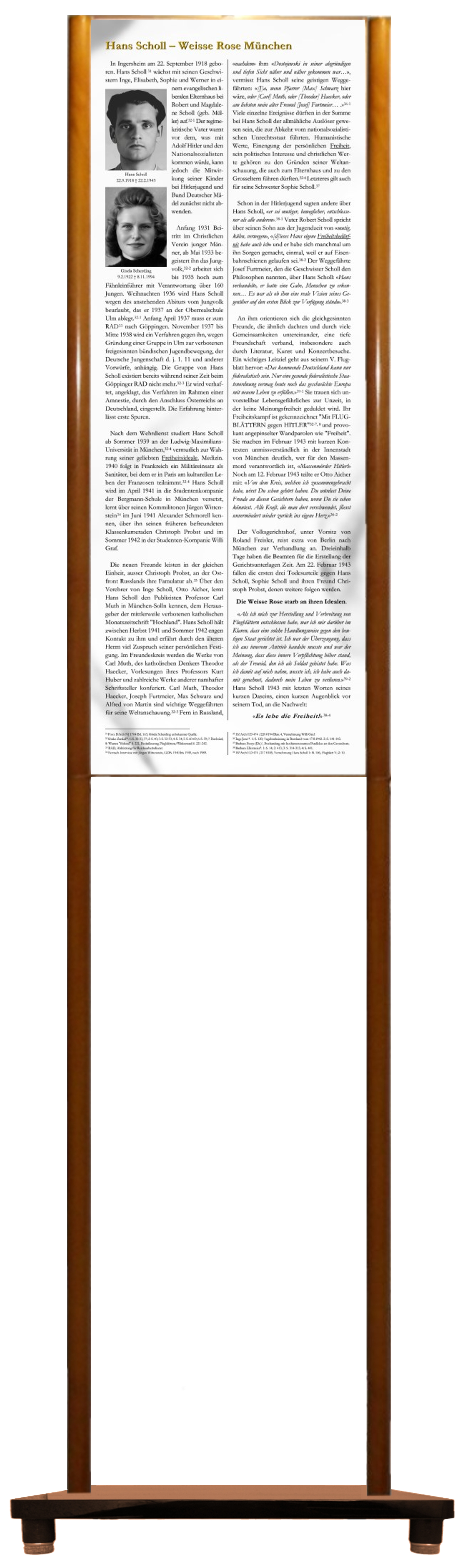 Weisse Rose - Holzstele