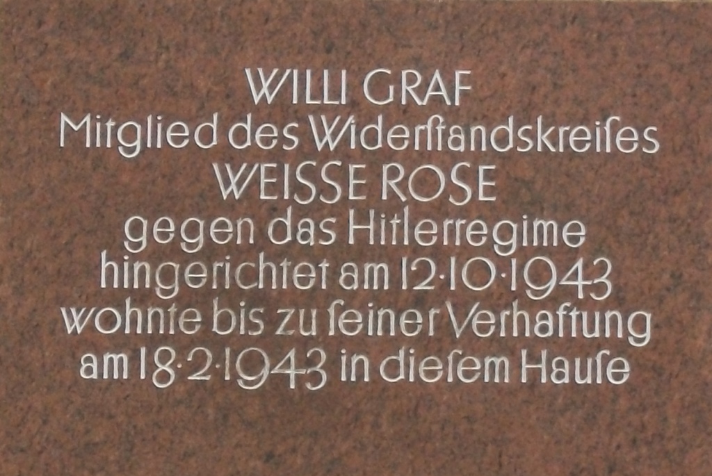 Gedenktafel für Willi Graf, Mandlstrasse 28