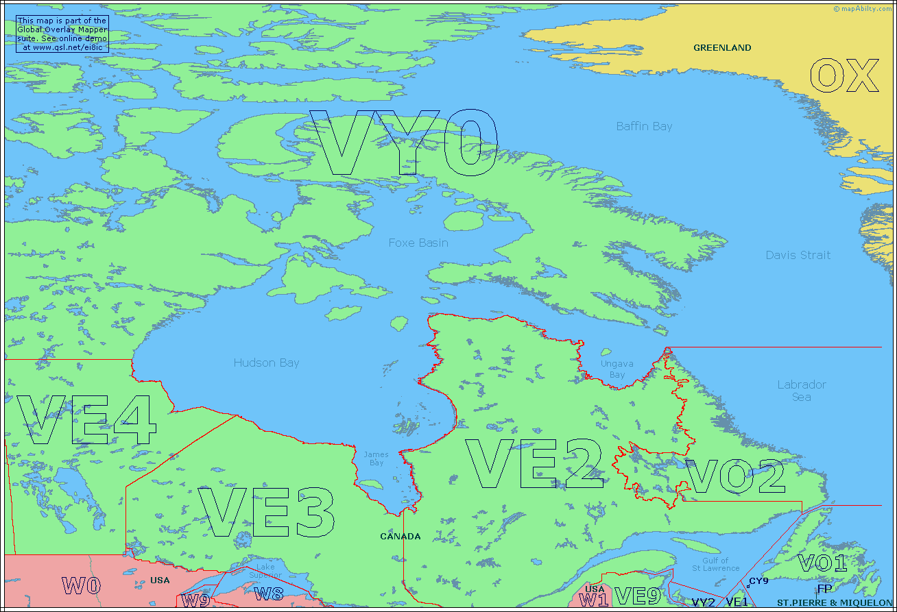 Eastern Canada Prefix Map