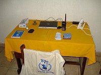  Laptop, diary, set of napkins (too hot and humid anywhere in Africa!), portable VHF radio, travel iron and my indispensable WFP vest.
