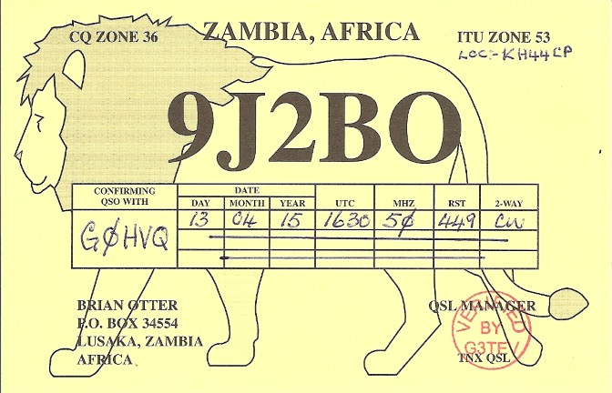 G0HVQ 6m qsl