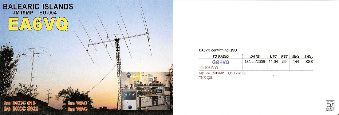 EA6VQ QSL card