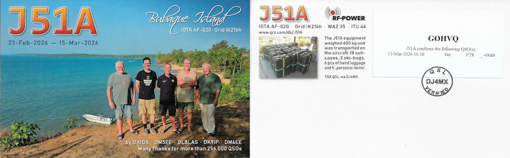 G0HVQ 6m qsl