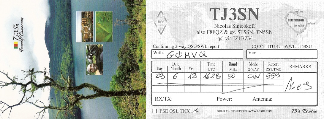 G0HVQ 6m qsl